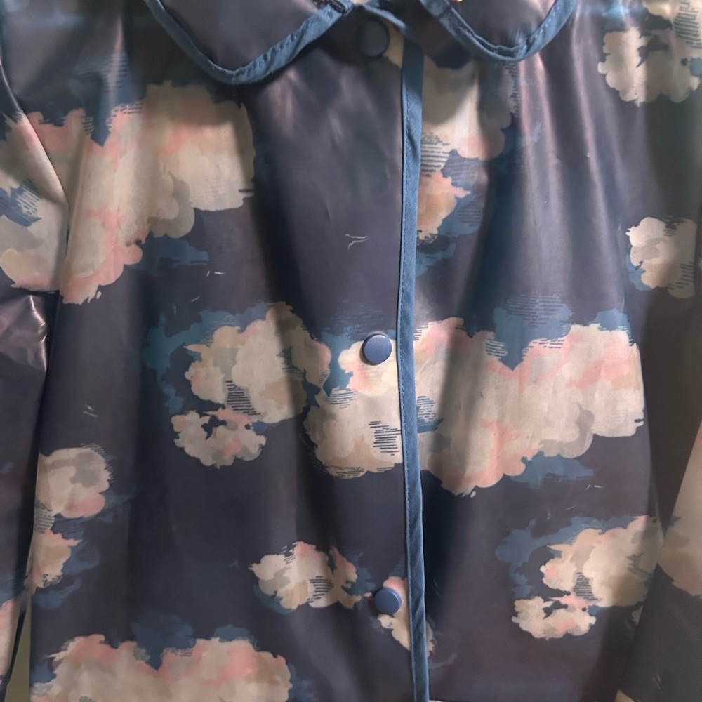 Cath Kidston Clouds Raincoat UK 10 Blue Hooded Jacket - Picture 4 of 6